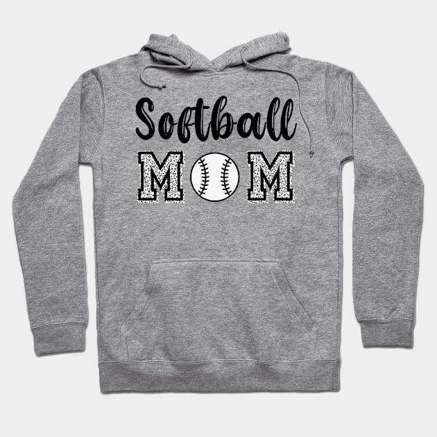 Softball Mom Black and White Animal Print Hoodie by StacyWhite